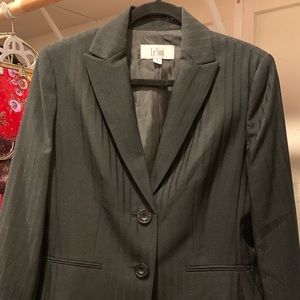 2 PC Black Business Glitter Pin Stripe Pant Suit